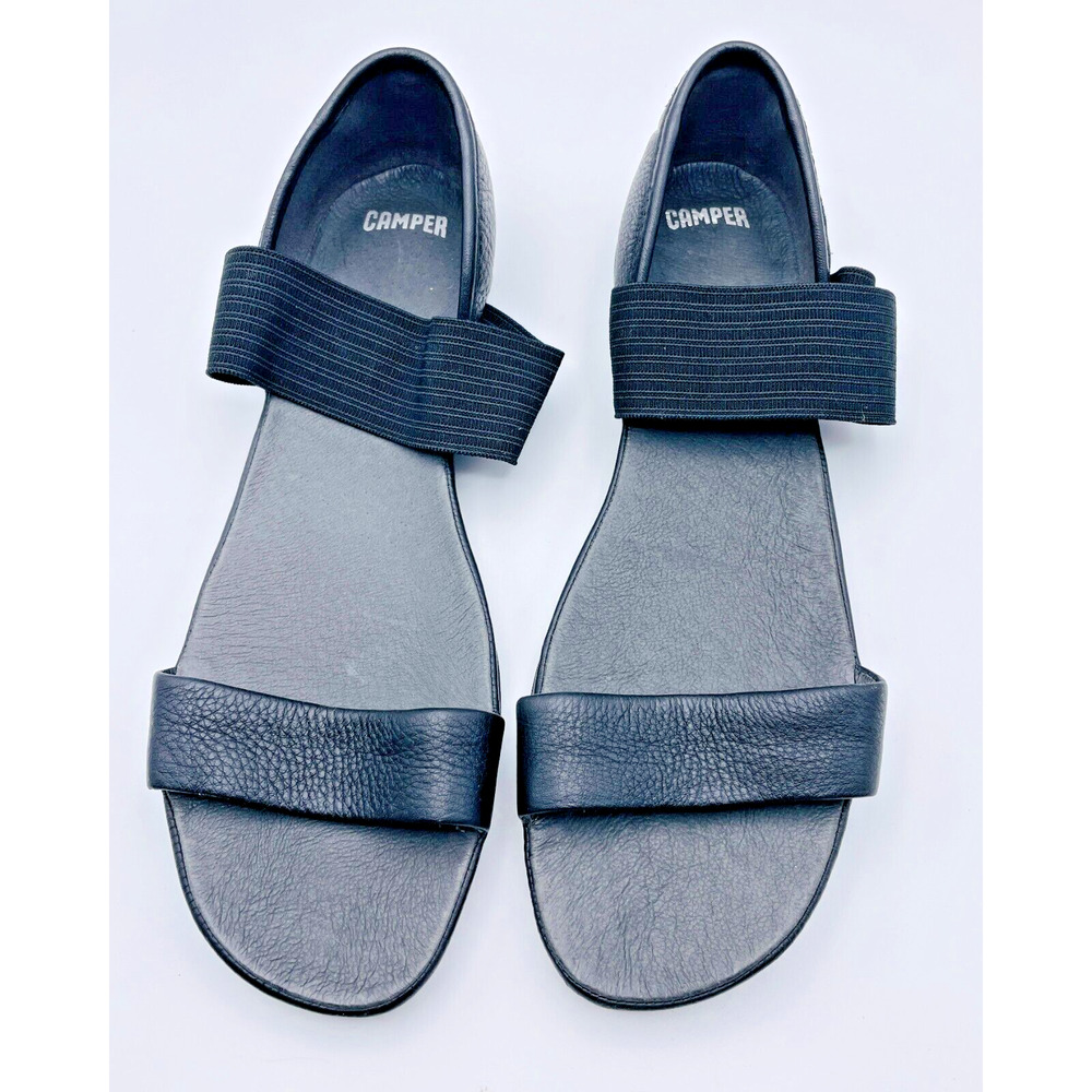 Camper Right Nina Black Sandal Womens Size 40 US 9 Leather Strap Lightweight